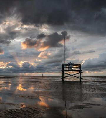 Sonnenuntergang über dem Böhler Strand