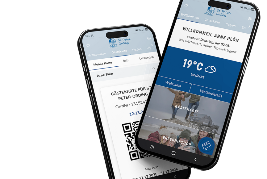 Mockup of a cell phone with a digital guest card
