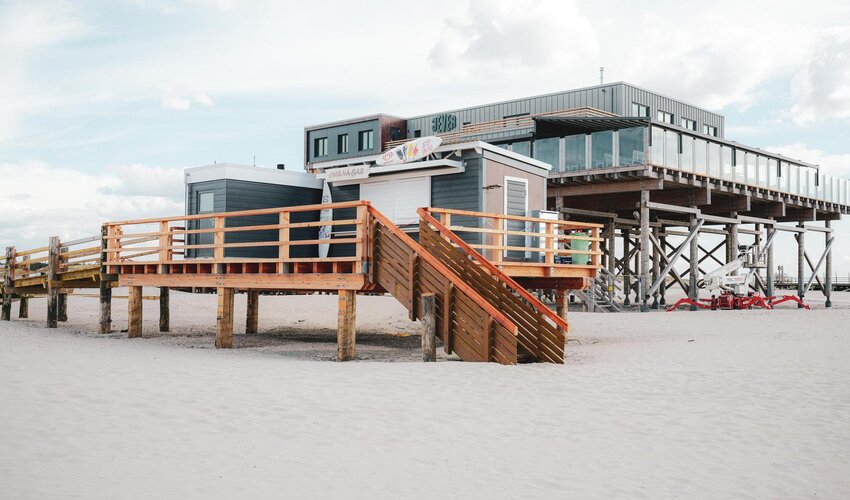 Blick auf die Strandbar 54 Grad Nord