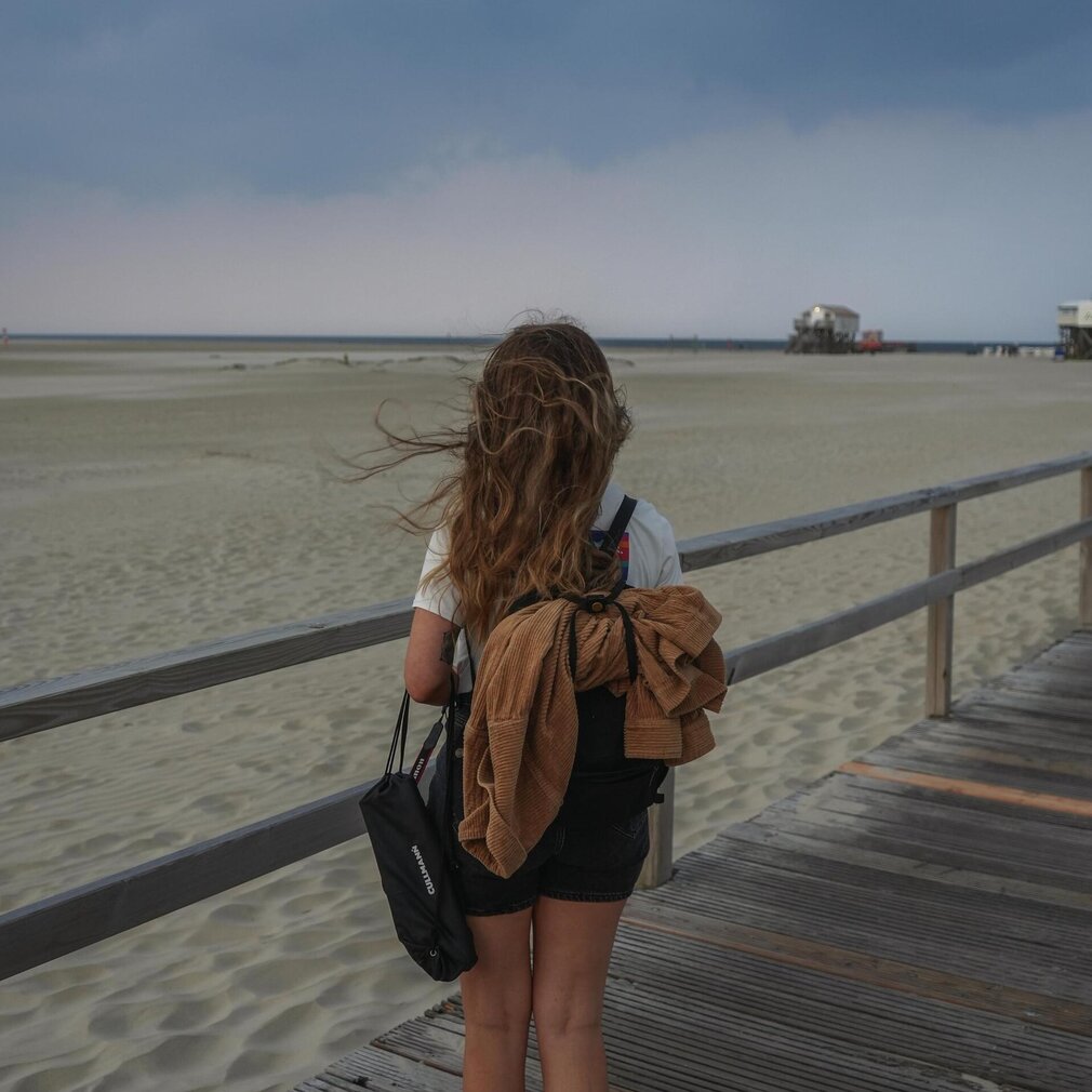 Marina auf der Seebrücke bei Abenddämmerung