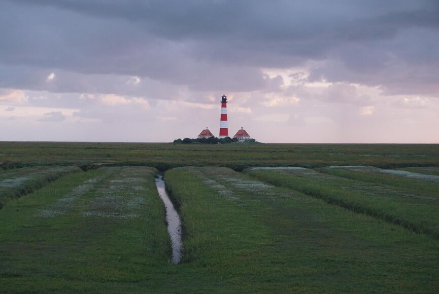Westerhever Leuchtturm und Weite von Salzwiesen