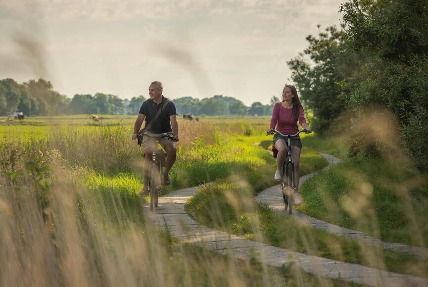 Paar bei einer Fahrradtour im Grünen