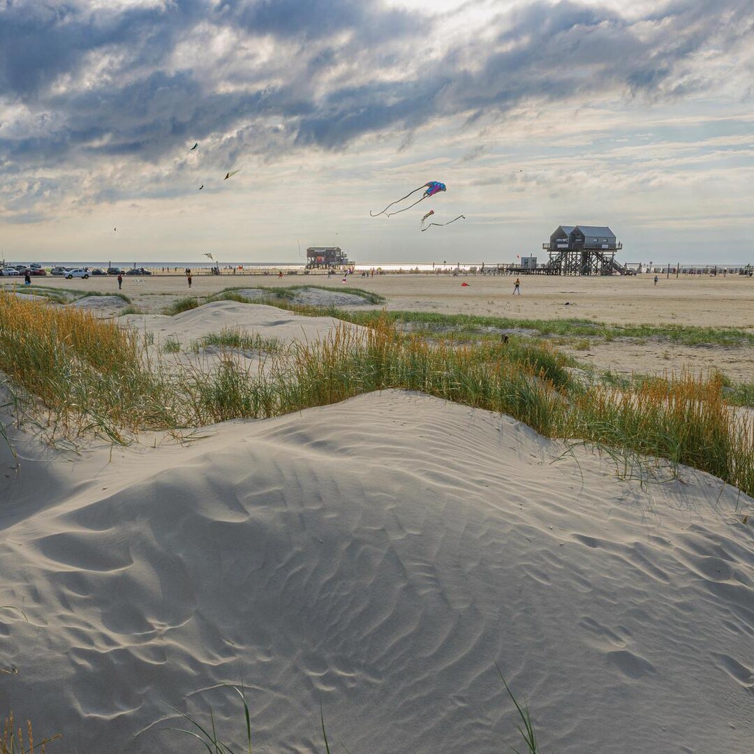 Dünen, Strand und Pfahlbauten in St. Peter-Ording