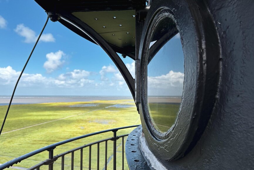 Oben auf der Aussichtsplattform des Westerhever Leuchtturms